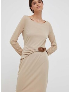 Šaty Lauren Ralph Lauren béžová farba, mini, priliehavá