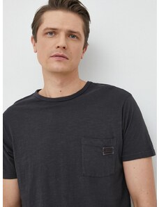Bavlnené tričko Guess čierna farba, jednofarebné