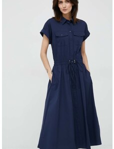 Šaty Lauren Ralph Lauren tmavomodrá farba, midi, áčkový strih