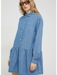 Rifľové šaty Tommy Jeans mini, áčkový strih