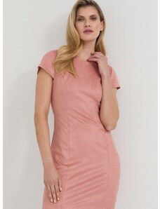 Šaty Guess ružová farba, mini, rovný strih