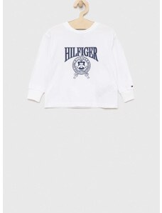 Detské tričko s dlhým rukávom Tommy Hilfiger biela farba, s potlačou