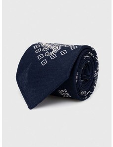 Vlnená kravata Polo Ralph Lauren tmavomodrá farba