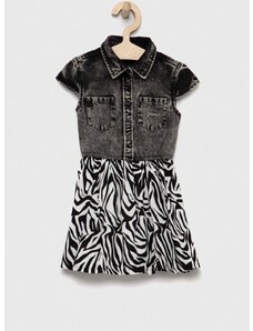 Dievčenské šaty Guess čierna farba, mini, áčkový strih