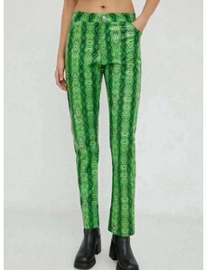 Nohavice Résumé dámske, zelená farba, rovné, stredne vysoký pás