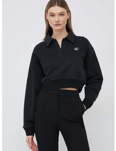 Bavlnená mikina Calvin Klein Jeans dámska, čierna farba, s nášivkou