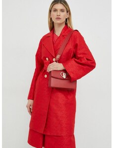 Kabát Pinko dámsky, červená farba, prechodný, dvojradový