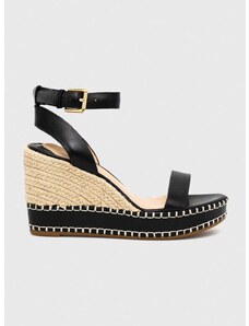 Kožené sandále Lauren Ralph Lauren 802884124001 dámske, čierna farba, na kline