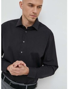 Bavlnená košeľa Seidensticker Shaped pánska, čierna farba, slim, 01.293690
