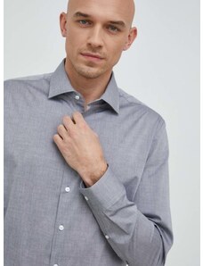 Bavlnená košeľa Seidensticker pánska, šedá farba, slim, s klasickým golierom, 01.666250