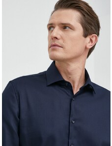 Bavlnená košeľa Seidensticker pánska, tmavomodrá farba, slim, s klasickým golierom, 01.693650