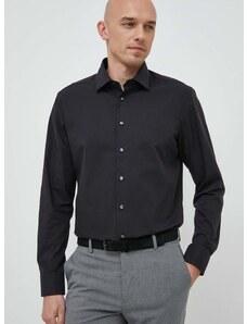 Bavlnená košeľa Seidensticker pánska, čierna farba, slim, s klasickým golierom, 01.693690