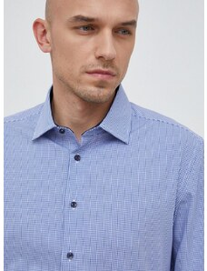Bavlnená košeľa Seidensticker pánska, tmavomodrá farba, slim, s klasickým golierom, 01.653740