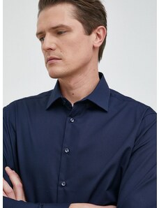Bavlnená košeľa Seidensticker Shaped pánska, tmavomodrá farba, slim, s klasickým golierom, 01.021000