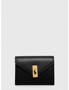 Kožená peňaženka Polo Ralph Lauren dámsky,čierna farba,427886734