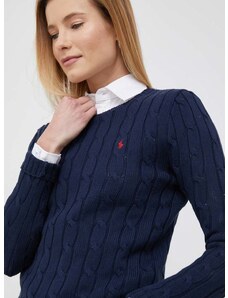 Bavlnený sveter Polo Ralph Lauren tmavomodrá farba,211891640