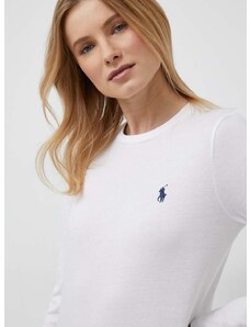 Bavlnené tričko s dlhým rukávom Polo Ralph Lauren biela farba,211898699