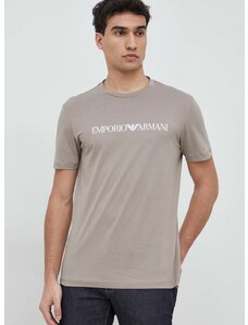 Bavlnené tričko Emporio Armani béžová farba, s potlačou, 8N1TN5 1JPZZ