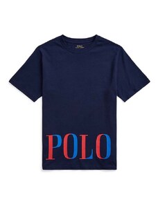 Detské bavlnené tričko Polo Ralph Lauren Tmavomodrá farba, s potlačou