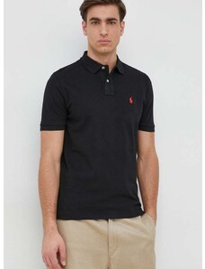 Bavlnené polo tričko Polo Ralph Lauren čierna farba,jednofarebné,710782592