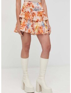 Sukňa Guess oranžová farba, mini, áčkový strih
