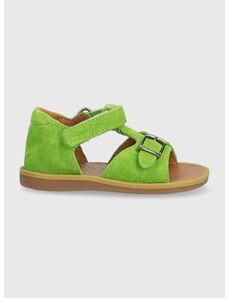 Pom D'api Detské kožené sandále Reebok Classic zelená farba