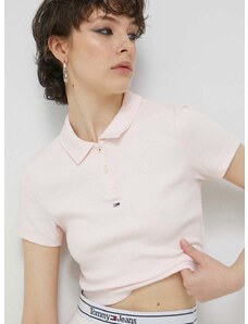 Polo tričko Tommy Jeans dámsky, ružová farba