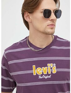 Bavlnené tričko Levi's fialová farba, vzorované