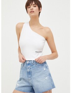 Top Calvin Klein Jeans dámsky, biela farba, holý chrbát
