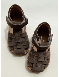 Detské kožené sandále Konges Sløjd šedá farba