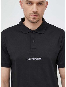 Bavlnené polo tričko Calvin Klein Jeans čierna farba, jednofarebné