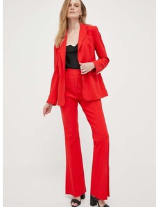 Nohavice Tommy Hilfiger dámske, červená farba, zvony, vysoký pás