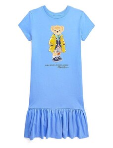 Dievčenské bavlnené šaty Polo Ralph Lauren mini, rovný strih