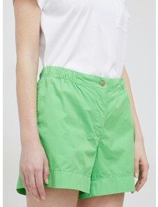 Bavlnené šortky Tommy Hilfiger zelená farba, jednofarebné, vysoký pás