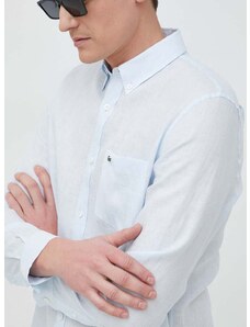 Ľanová košeľa Lacoste regular, s golierom button-down