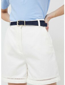 Šortky Tommy Hilfiger dámske, biela farba, jednofarebné, vysoký pás
