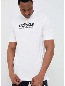 Bavlnené tričko adidas biela farba, vzorované