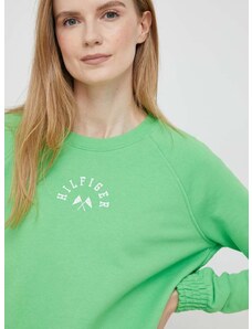 Mikina Tommy Hilfiger dámska, zelená farba, s nášivkou