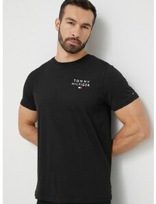 Bavlnené tričko Tommy Hilfiger čierna farba, s potlačou, UM0UM02916