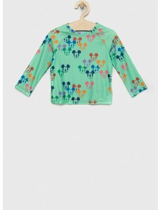 Detské tričko s dlhým rukávom na kúpanie GAP x Disney zelená farba, vzorované
