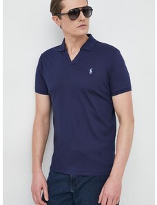 Bavlnené polo tričko Polo Ralph Lauren tmavomodrá farba, jednofarebné