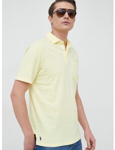 Polo tričko s prímesou ľanu Polo Ralph Lauren žltá farba,jednofarebné,710900790
