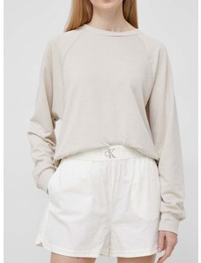 Bavlnené šortky Calvin Klein Jeans béžová farba, s potlačou, vysoký pás