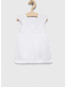 Šaty pre bábätká Guess biela farba, mini, áčkový strih