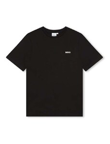 Detské bavlnené tričko BOSS čierna farba, jednofarebný