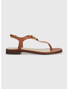 Kožené sandále Guess MIRY dámske, hnedá farba, FL6MRY LEA21