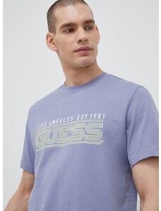 Bavlnené tričko Guess šedá farba, vzorované