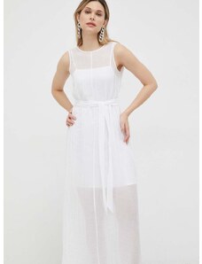 Šaty Armani Exchange biela farba, maxi, áčkový strih