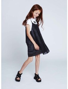 Dievčenské šaty Dkny šedá farba, mini, áčkový strih