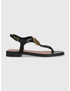 Kožené sandále Guess MIRY dámske, čierna farba, FL6MRY LEA21